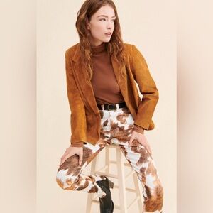 Stylish Brown Patterned Women's Pants Cow Print NWT